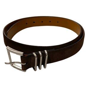 Lauren Ralph Lauren Suede Leather Belt Womens L‎ Dark Brown Old Money Academia